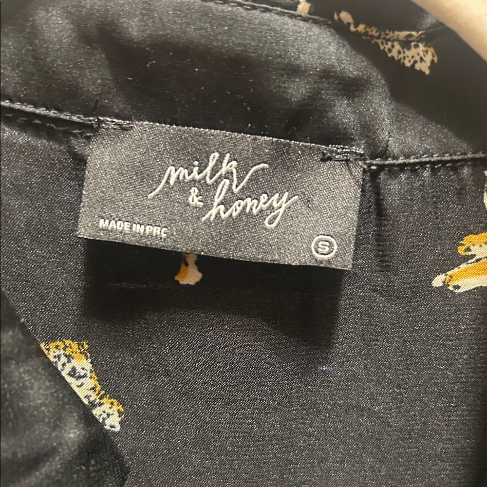 Milk & Honey s Black Tiger Print Button-Up Shirt - Picture 2 of 6
